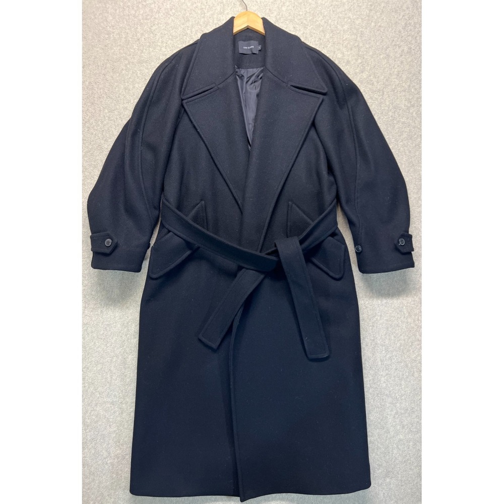Low Classic Womens Long Outdoor Trench Coat‎ Jacket Wool Belt Black M